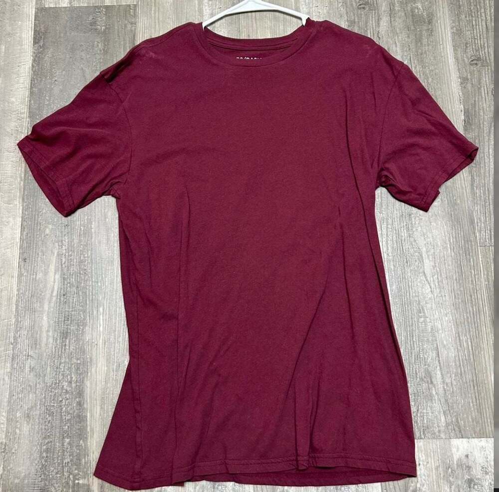 PS Basics Burgundy Regular Fit Solid T-Shirt